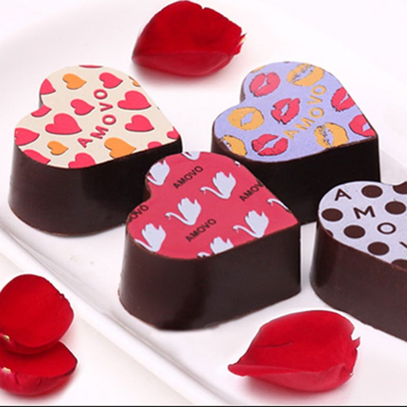 GRAINRAIN Chocolate Transfer Sheet Mold Polycarbonate Chocolate Mold DIY Handmade Chocolate Magnetic Chocolate Mold Candy Mould Heart Shaped (19325) - Image 3